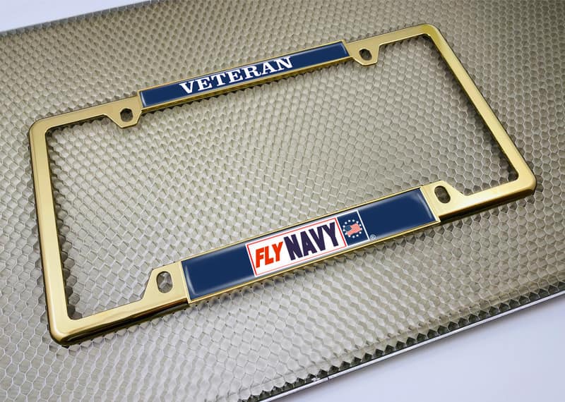 Fly Navy Veteran - Car Metal License Plate Frame